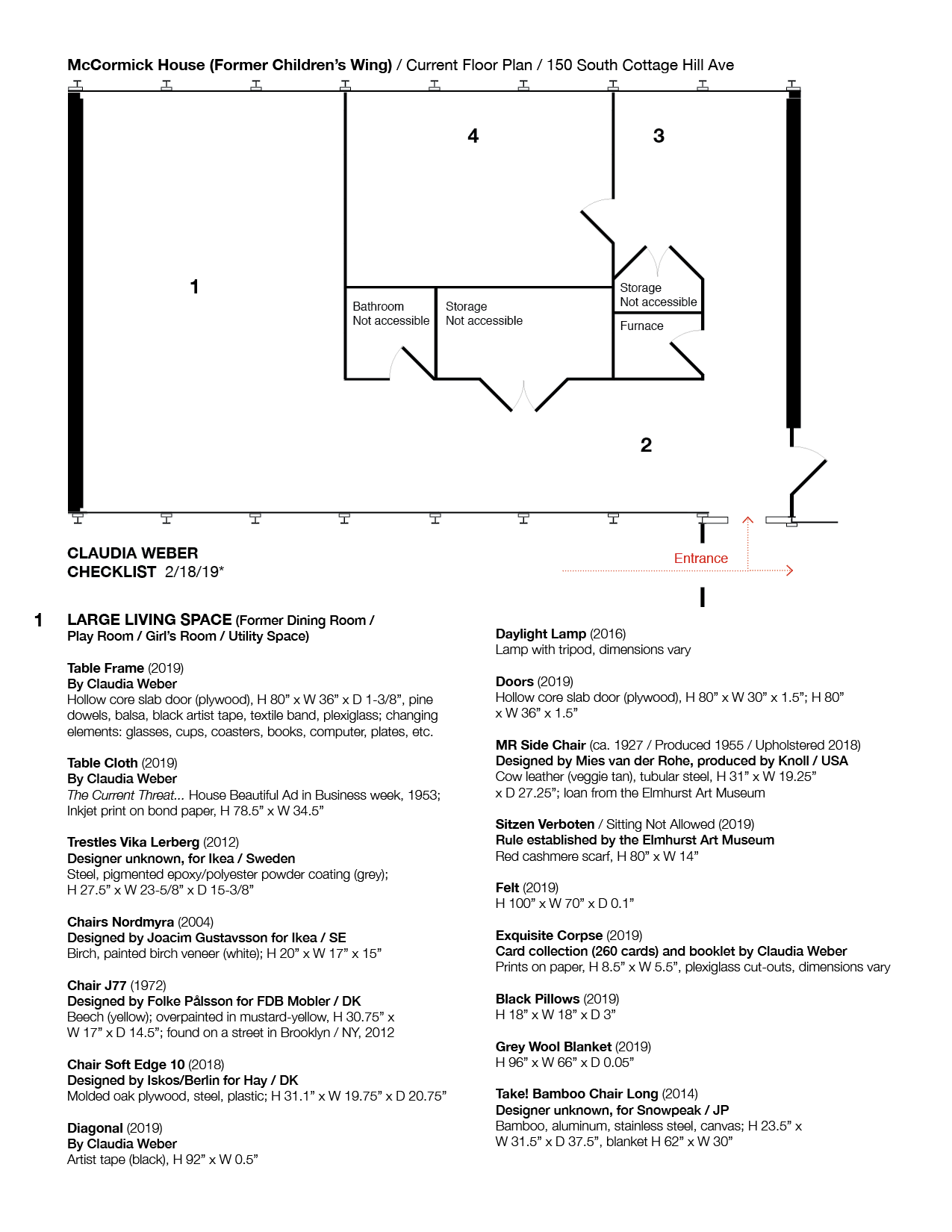 Checklist 2-16, Claudia Weber, McCormick House