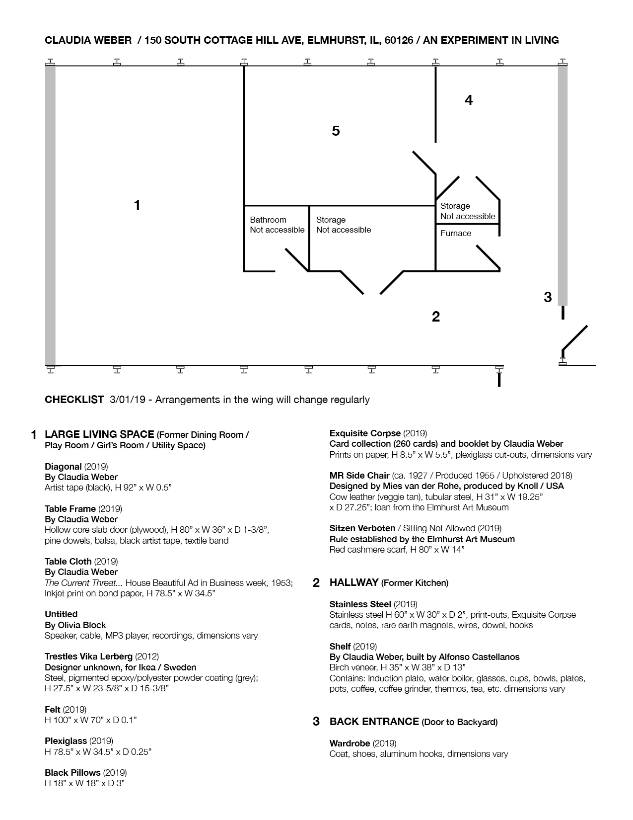 Updated checklist 03/01, McCormick House, Claudia Weber