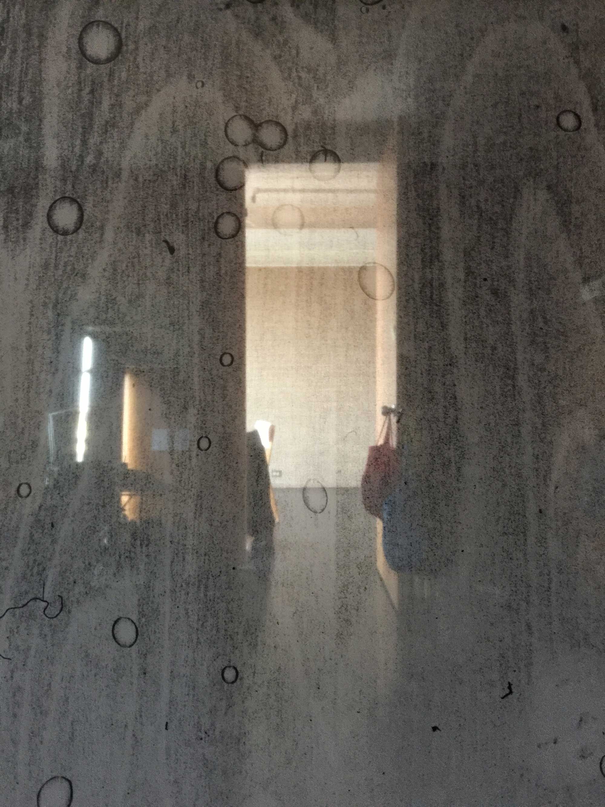 Looking through the space divider from the bedside with blinds still down. Claudia Weber, McCormick House